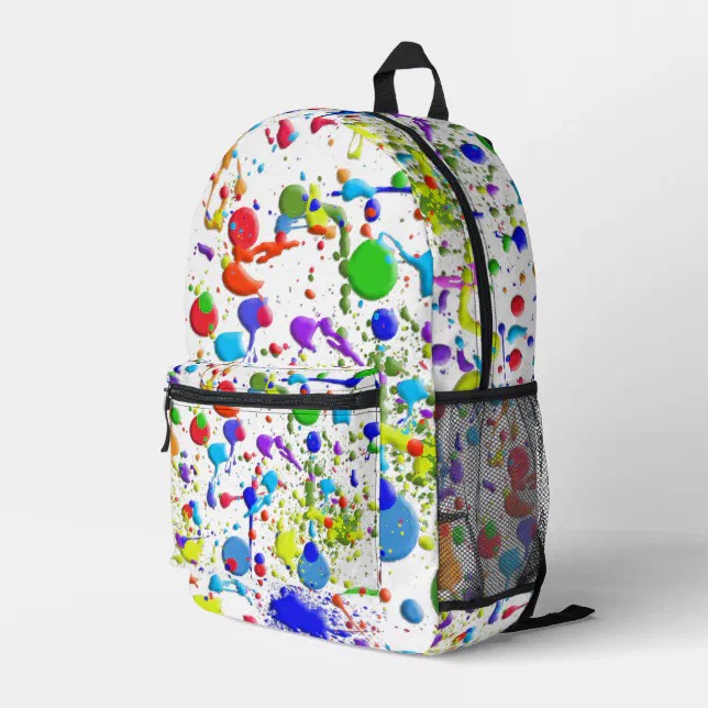 Paint Splatters On White Printed Backpack Zazzle
