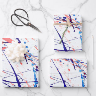 Paint Splatters Red Wrapping Paper Sheets