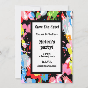 Paint Splatters Save The Date Card