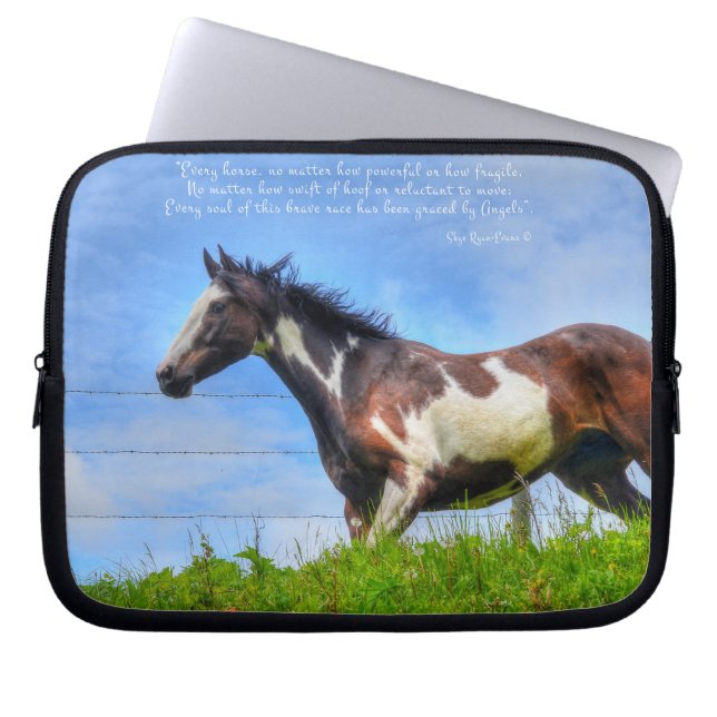Paint Stallion and Cloud Fenceline & Poem Laptop Sleeve (Front)