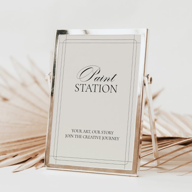 Paint Station Vintage Classic Light Gray Sign      Invitation (Paint Station Vintage Classic Light Gray Sign)