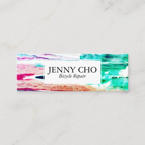 Paint stripe hand painted texture blue green mini business card