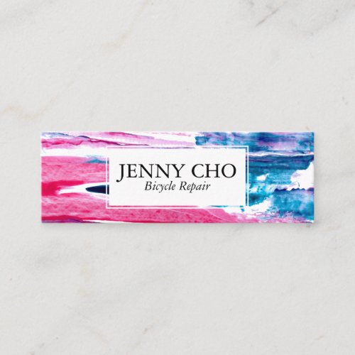 Paint stripe hand painted texture pink blue mini business card