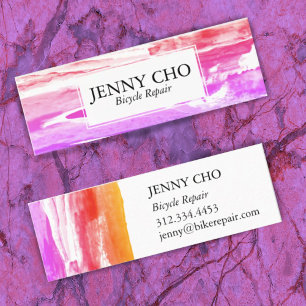 Paint stripe hand painted texture pink purple gold mini business card