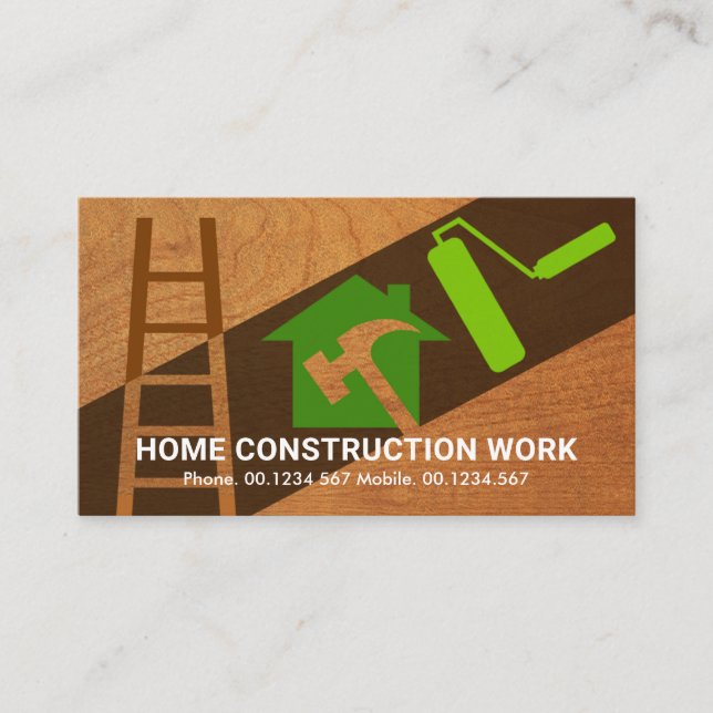 Paint Stripe Home Ladder Wooden Silhouette Business Card (Front)