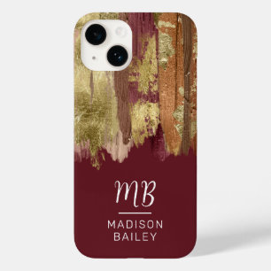 Paint Stroke Gold Bronze Monogram Case-Mate iPhone 14 Case