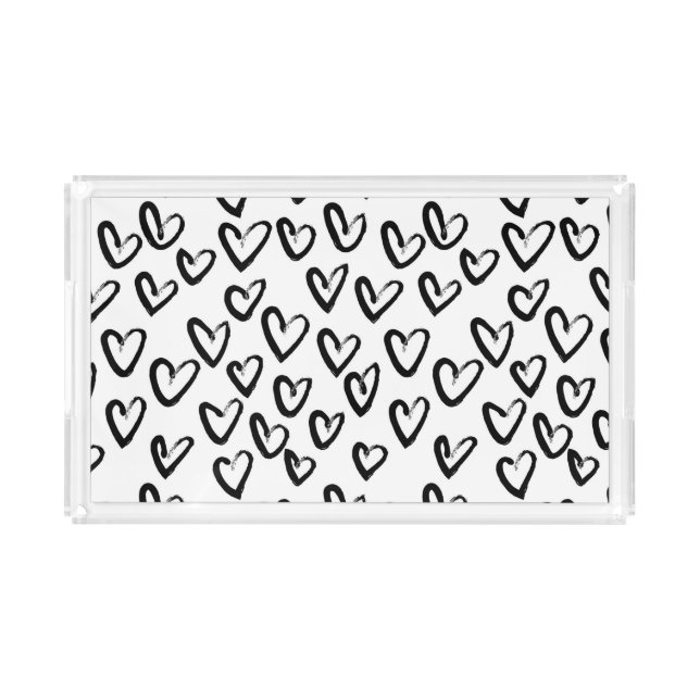 Paint Stroke Heart Pattern Acrylic Tray (Front)