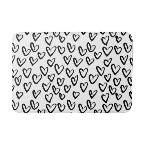 Paint Stroke Heart Pattern Bath Mat