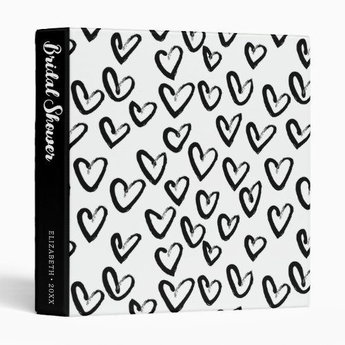 Paint Stroke Heart Pattern  Bridal Shower 3 Ring Binder