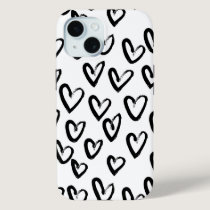 Paint Stroke Heart Pattern iPhone 15 Case