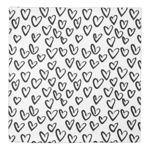 Paint Stroke Heart Pattern Duvet Cover