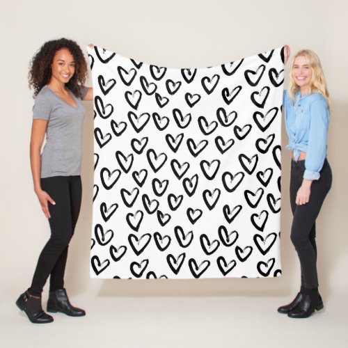 Paint Stroke Heart Pattern Fleece Blanket