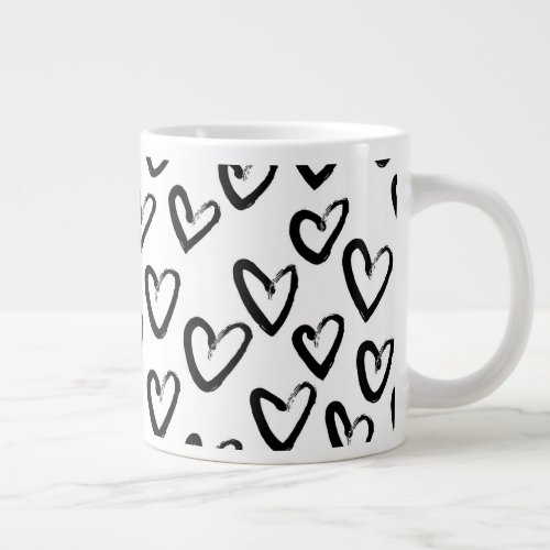 Paint Stroke Heart Pattern Giant Coffee Mug