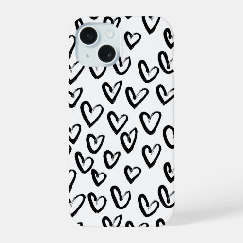 Paint Stroke Heart Pattern iPhone 15 Case