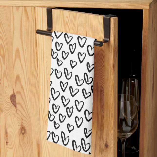 Paint Stroke Heart Pattern Kitchen Towel (Thirds Fold)