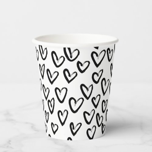 Paint Stroke Heart Pattern Paper Cups