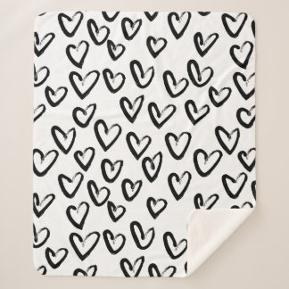 Paint Stroke Heart Pattern Sherpa Blanket