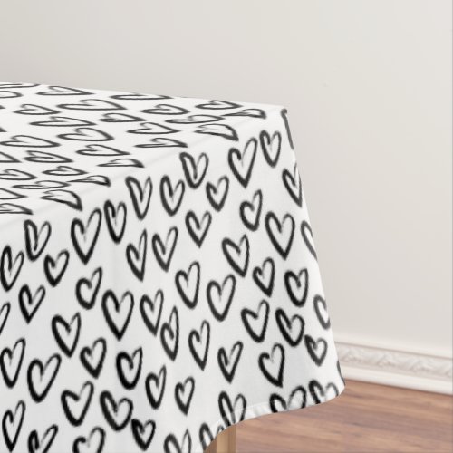 Paint Stroke Heart Pattern Tablecloth