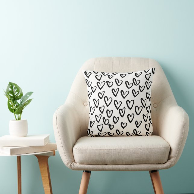 Paint Stroke Heart Pattern Throw Pillow (Chair)