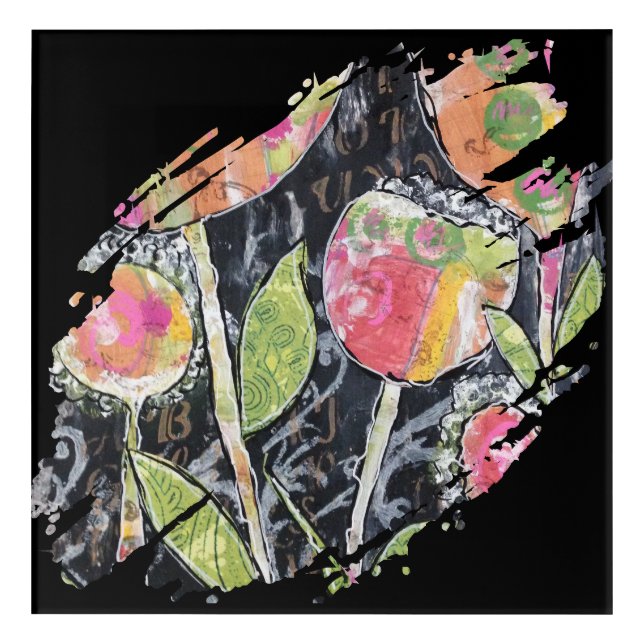 Paint Stroke of Flowers Acrylic Print (Front)