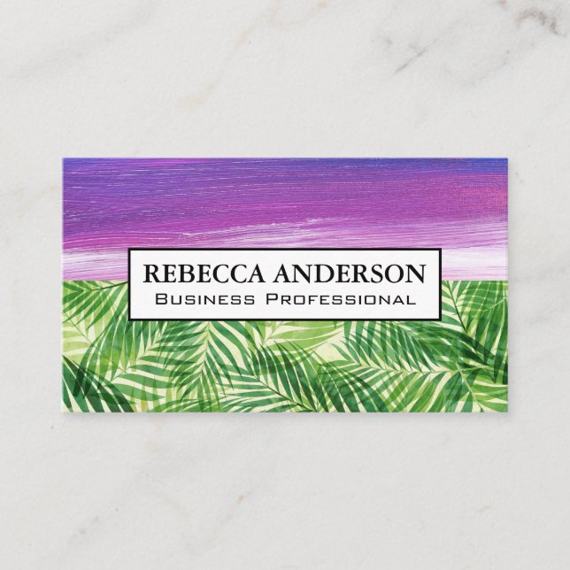 Paint Stroke | Palm Leaves Business Card (Front)