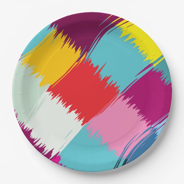 Paint strokes abstract design paper plates (Front)