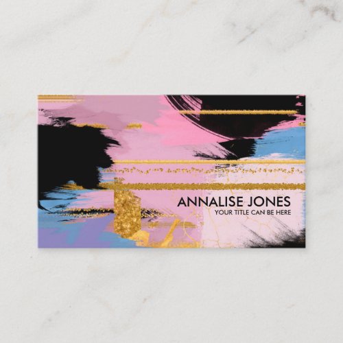 Paint strokes and gold lines _ pastels business card