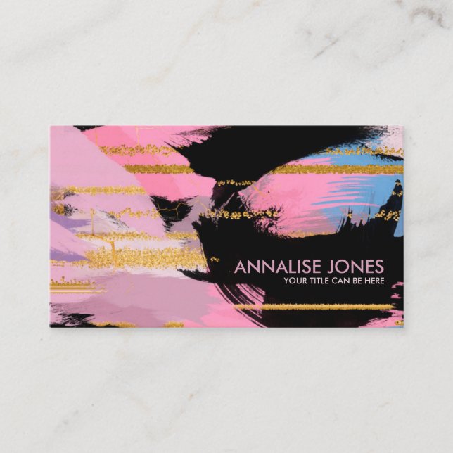 Paint strokes and gold lines - pastels business card (Front)