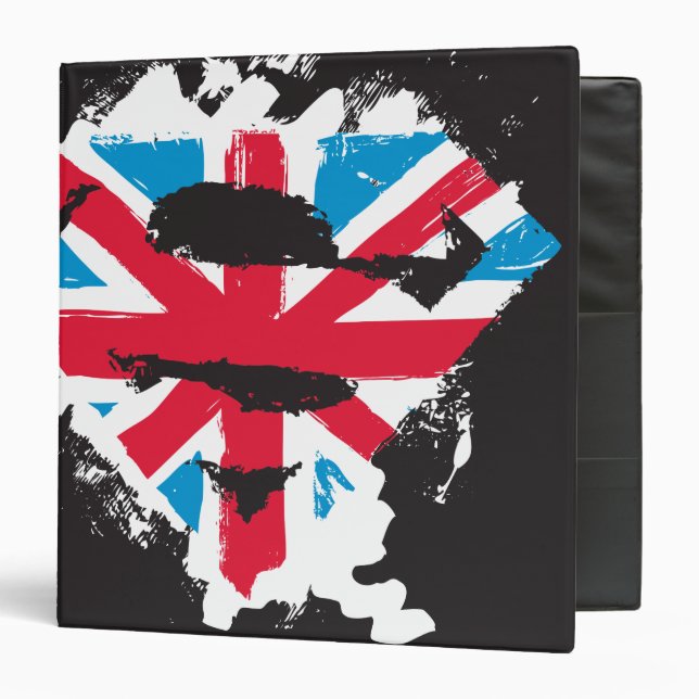 Paint Strokes British S-Shield 3 Ring Binder (Front/Inside)