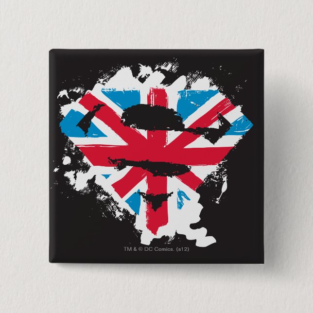Paint Strokes British S-Shield Pinback Button (Front)