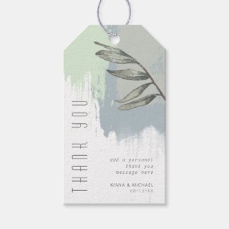 Paint Strokes Greenery Thank You Green/Blue ID818 Gift Tags