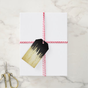 Paint Strokes in Faux Gold on Black Gift Tags