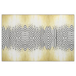 Paint Strokes in Faux Gold on Black &amp; White Stripe Fabric