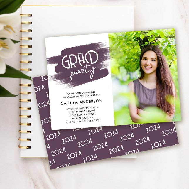 Paint Strokes Photo Grad Party Invitation (Creator Uploaded)