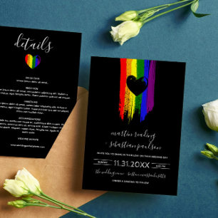 Paint Strokes Pride Flag & Black Heart 2 in 1 Invitation