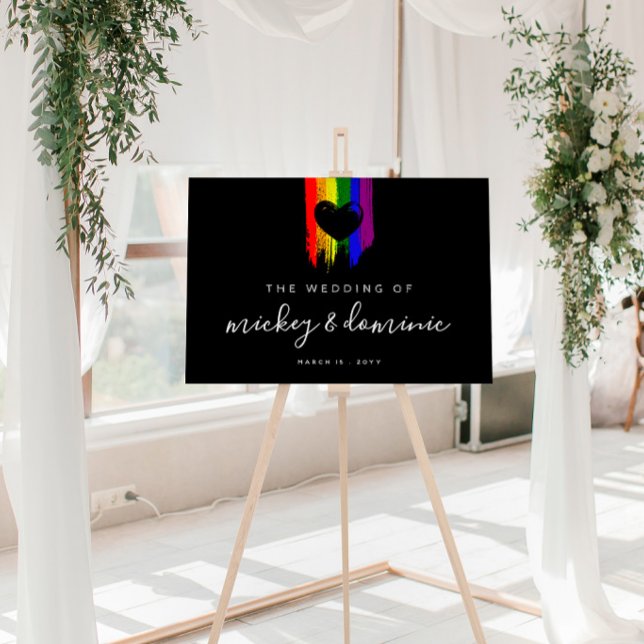 Paint Strokes Pride Flag & Black Heart Wedding Foam Board (Creator Uploaded)