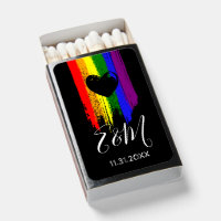Paint Strokes Pride Flag & Black Heart Wedding