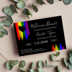 Paint Strokes Pride Flag Heart Welcome Dinner Invitation