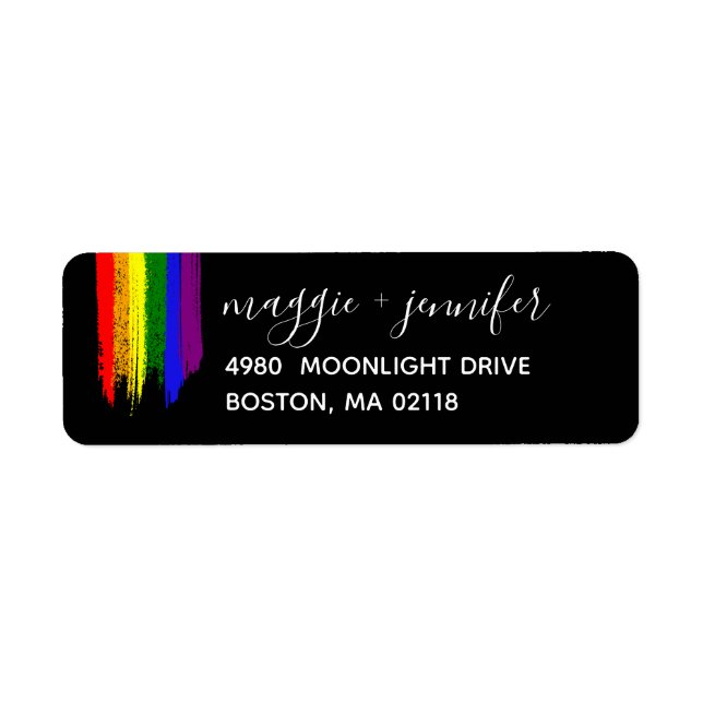Paint Strokes Pride Flag Wedding Label (Front)