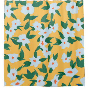 Paint-style vintage floral fabric pattern. shower curtain