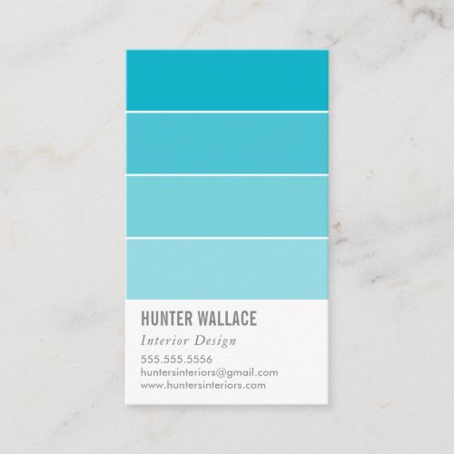 PAINT SWATCH CHIP modern decor ombre blue Business Card