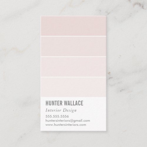 PAINT SWATCH CHIP modern decor ombre blush pink Business Card