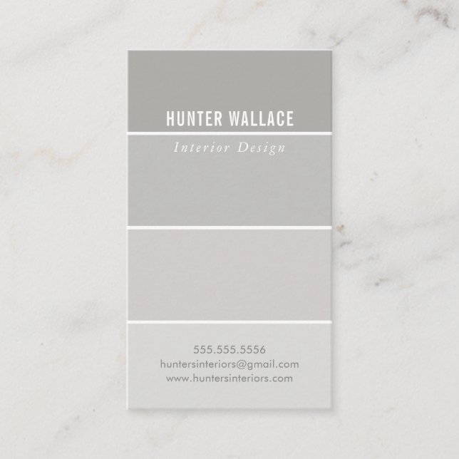 PAINT SWATCH CHIP modern decor ombre gray Business Card (Front)