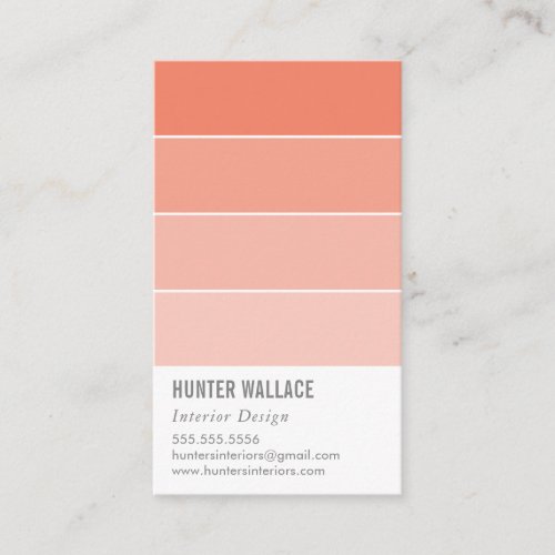 PAINT SWATCH CHIP modern decor ombre peach salmon Business Card