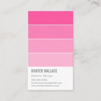 Paint Swatch Chip Modern Decor Ombre Pink Business Card by edgeplus at Zazzle