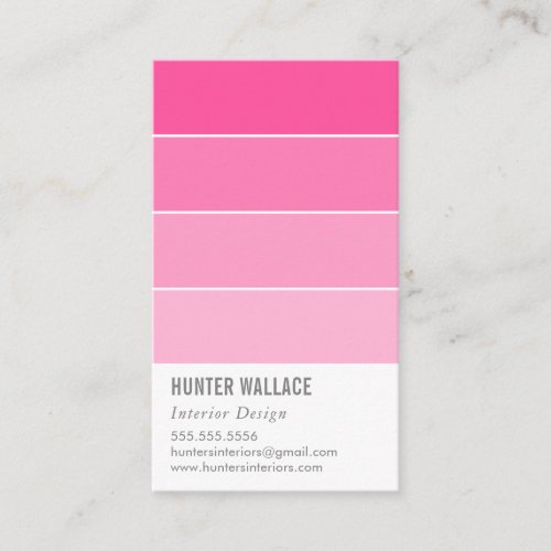 PAINT SWATCH CHIP modern decor ombre pink Business Card