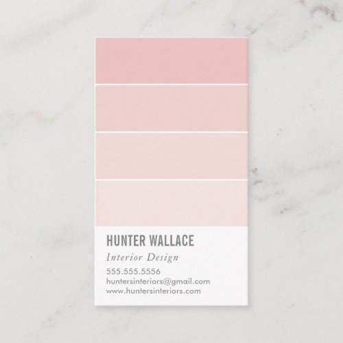 PAINT SWATCH CHIP modern decor ombre salmon pink Business Card