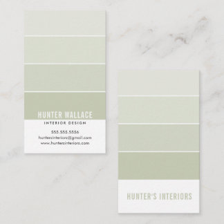 PAINT SWATCH CHIP modern design ombre sage green Business Card