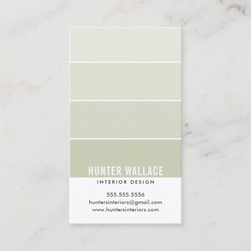 PAINT SWATCH CHIP modern design ombre sage green Business Card