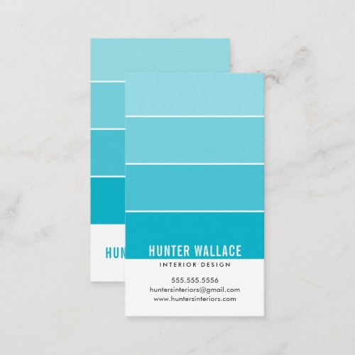 PAINT SWATCH CHIP modern interiors ombre blue Business Card